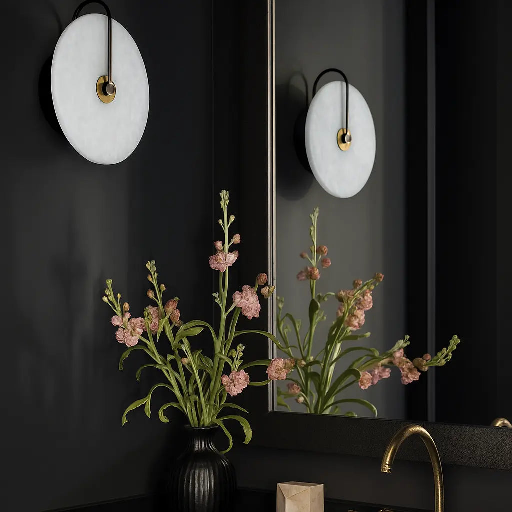 Applique murale LED ronde en marbre naturel – Design minimaliste