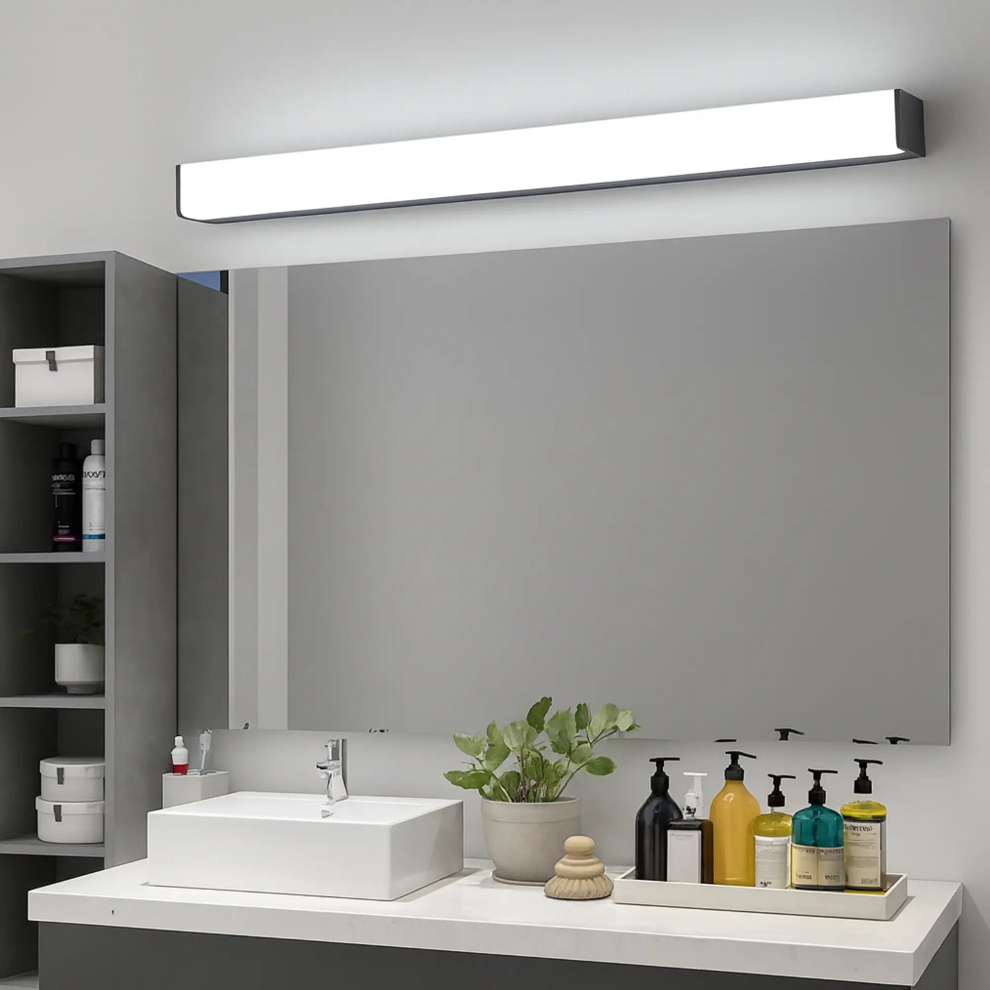 Applique LED miroir noire ou argent – Éclairage blanc pour salle de bain 30/40/50 cm