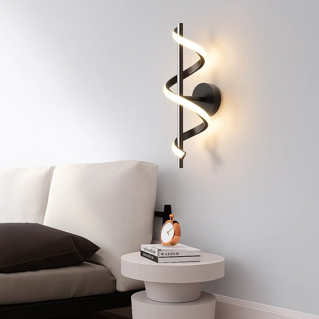 Applique murale LED design spirale – Éclairage décoratif moderne pour salon, chambre ou couloir