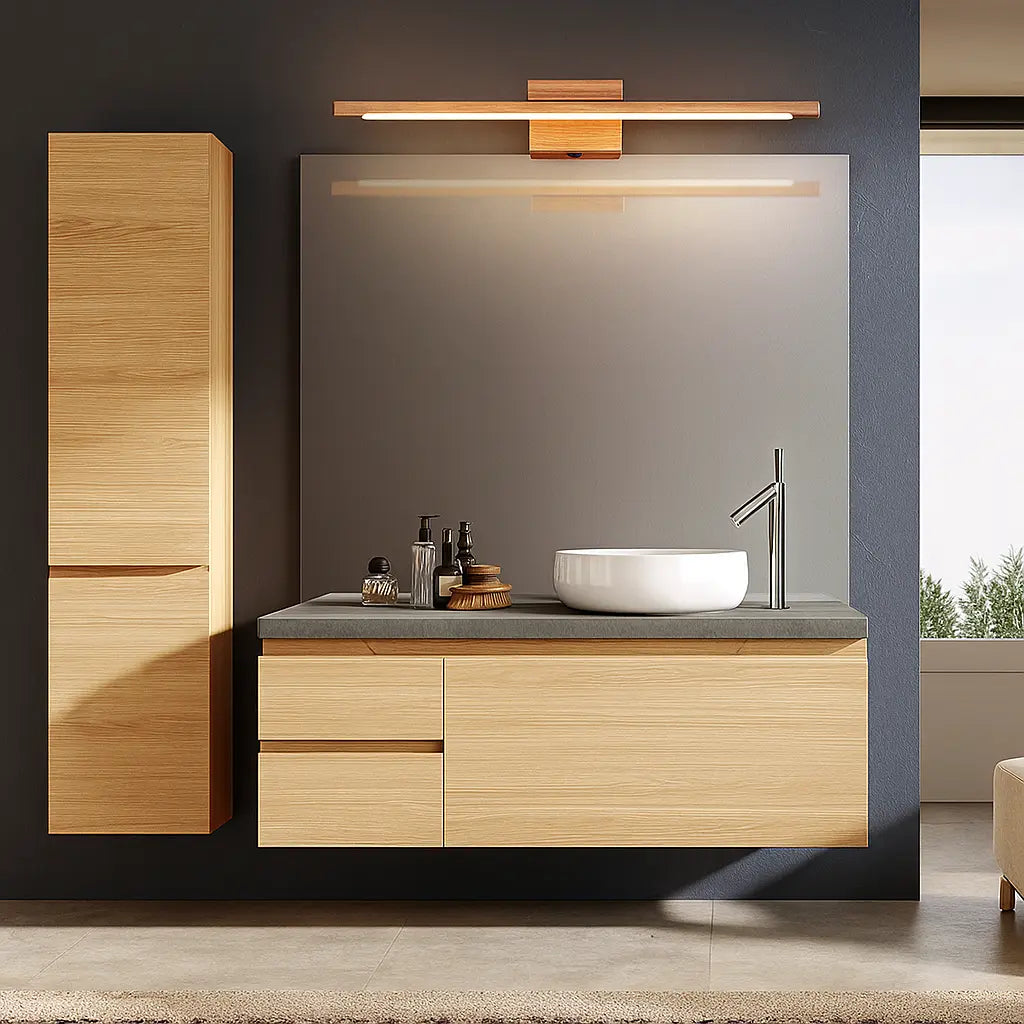 Applique murale salle de bain LED en bois – Pour miroir, style scandinave épuré