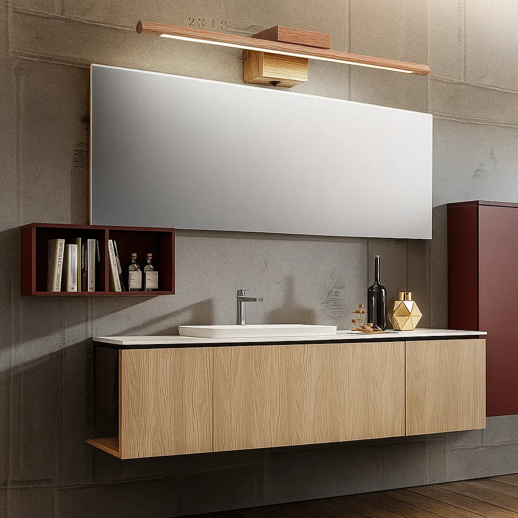 Applique murale salle de bain LED en bois – Pour miroir, style scandinave épuré