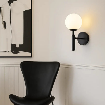Applique Murale Moderne – Globe Verre, Métal Noir ou Doré, E27