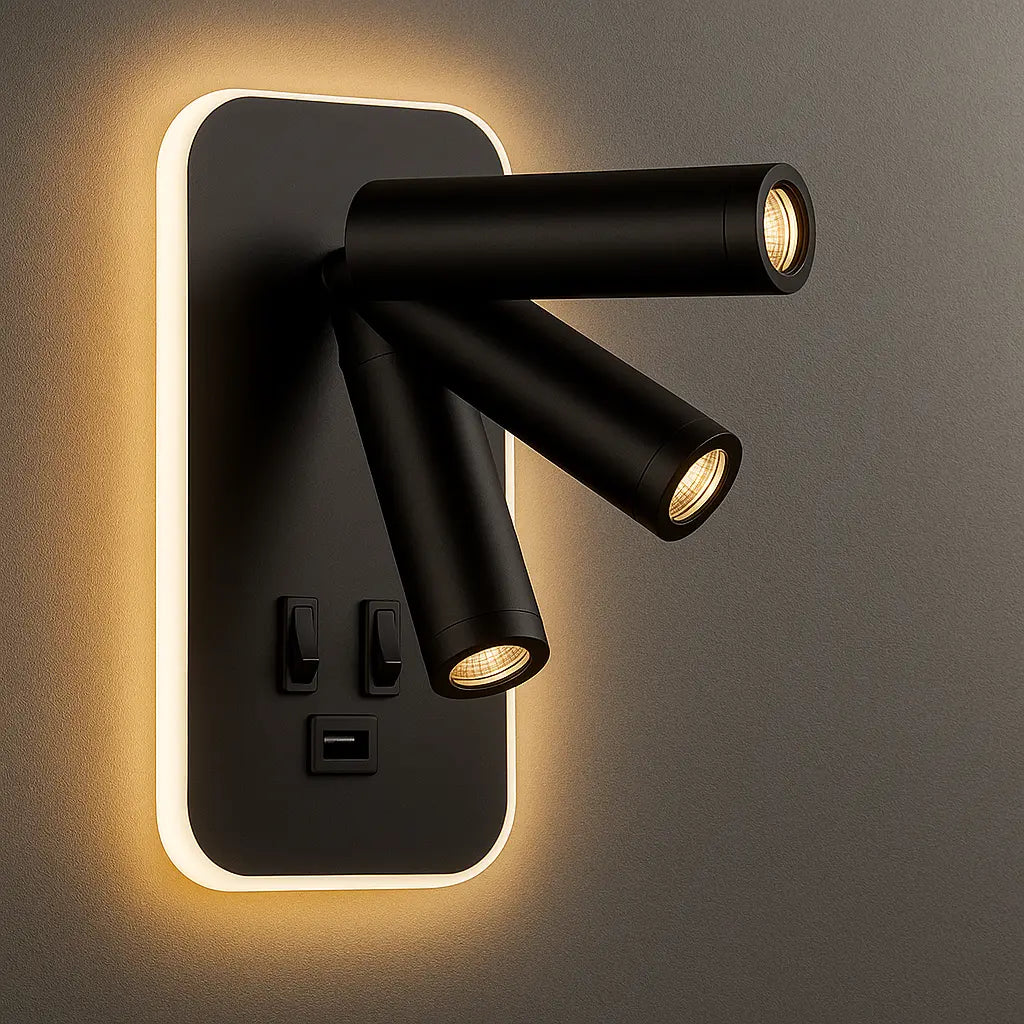 Applique murale avec liseuse LED orientable et port USB – Design moderne pour tête de lit