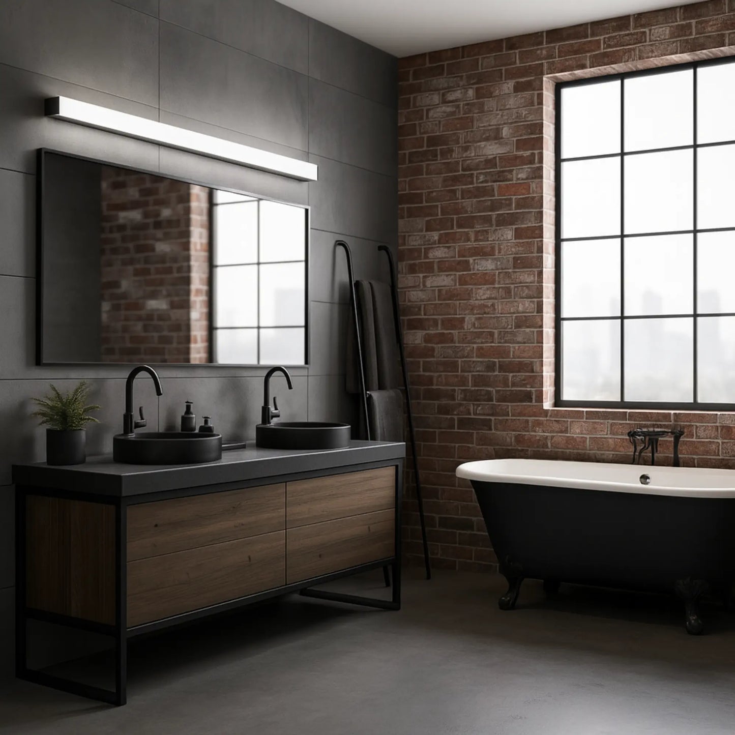 Applique LED miroir noire ou argent – Éclairage blanc pour salle de bain 30/40/50 cm