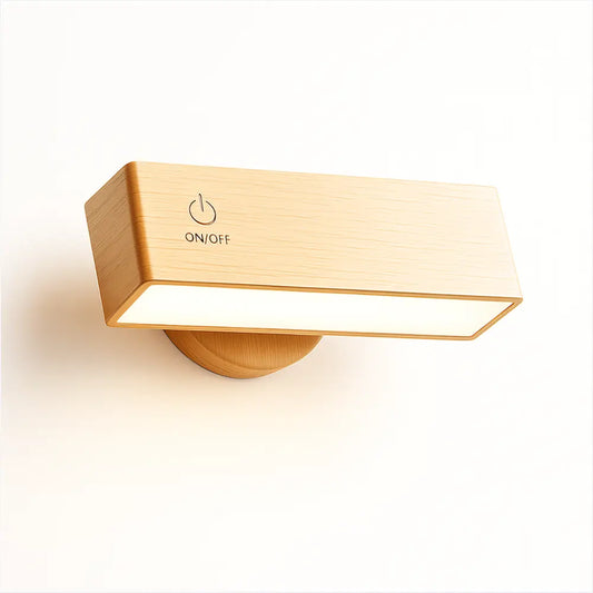 Applique murale LED tactile en bois – Rechargeable, fixation magnétique