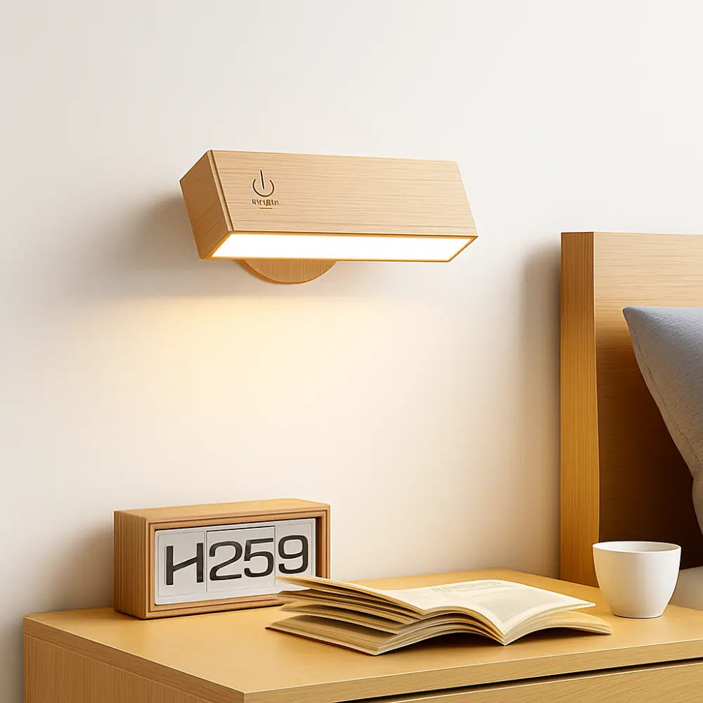 Applique murale LED tactile en bois – Rechargeable, fixation magnétique