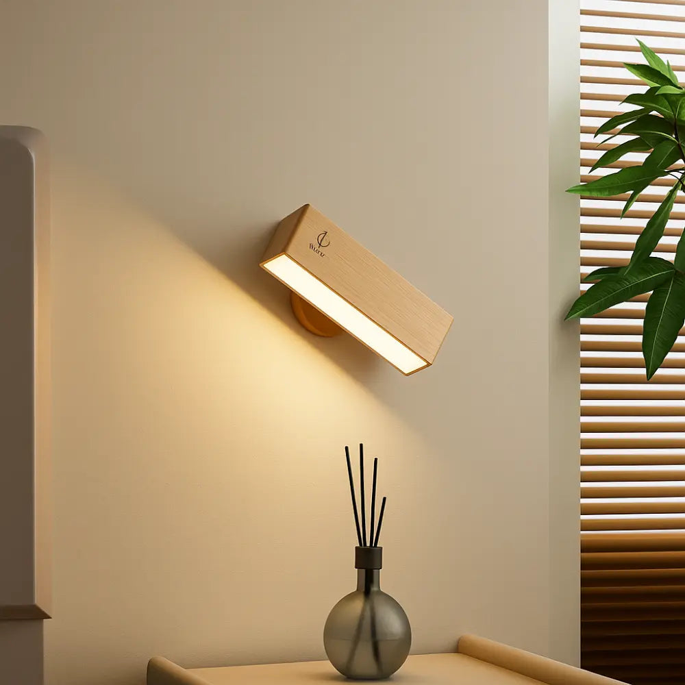 Applique murale LED tactile en bois – Rechargeable, fixation magnétique