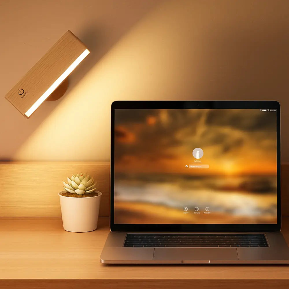Applique murale LED tactile en bois – Rechargeable, fixation magnétique