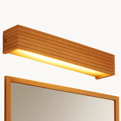 Applique murale bois massif LED – lumière froide, design nordique salle de bain