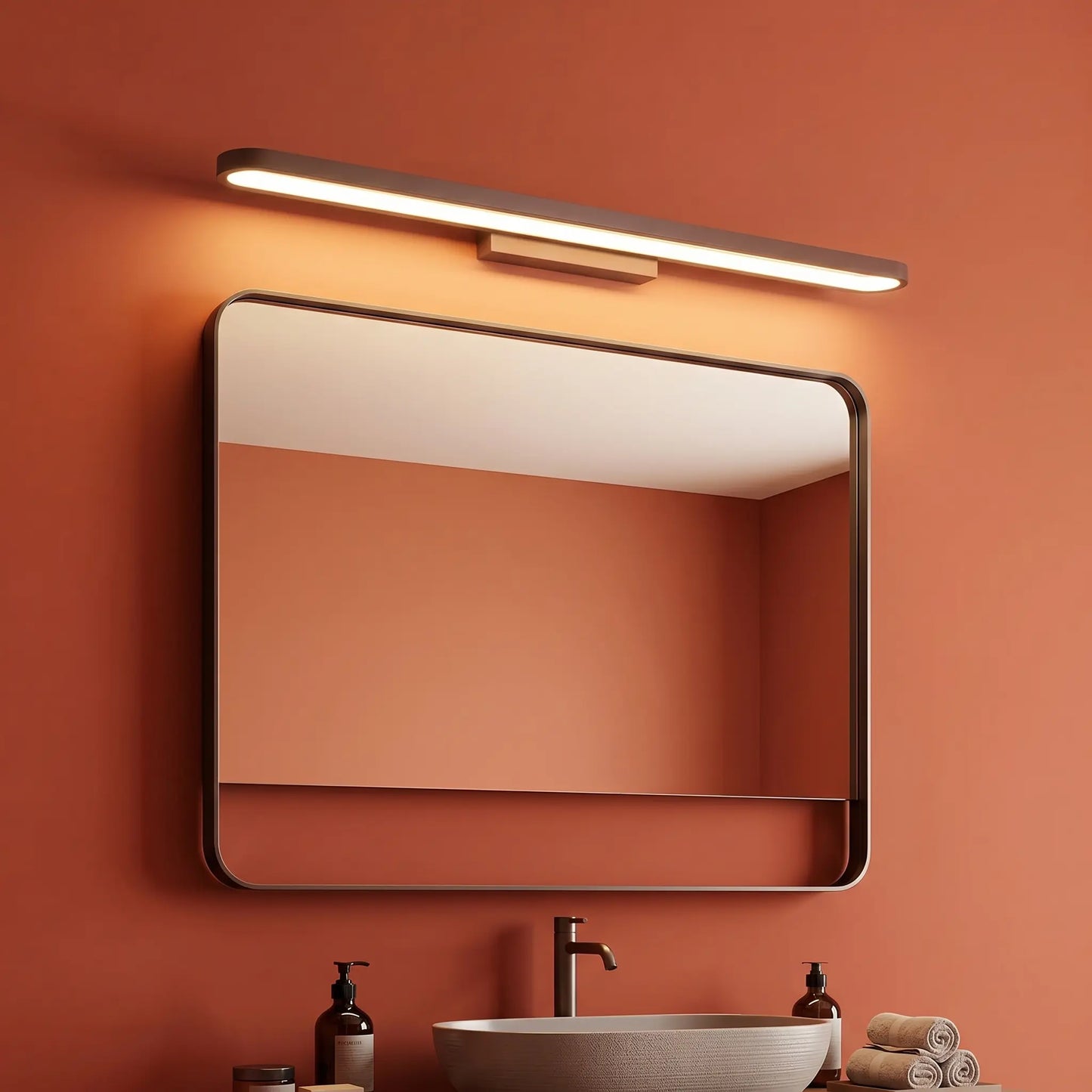 Applique Murale Salle de Bain Marron – Éclairage LED Design Fin Moderne