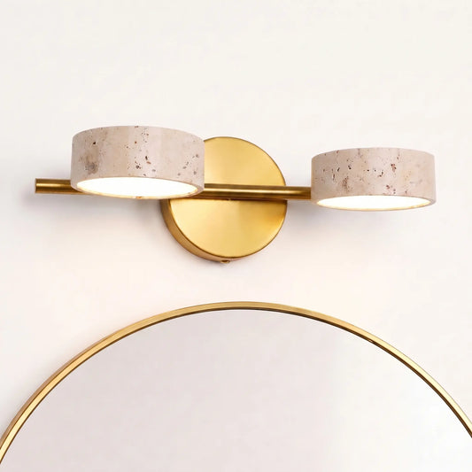 Applique Murale Salle de Bain Travertin & Laiton Doré - LED 9W - Style Wabi-Sabi