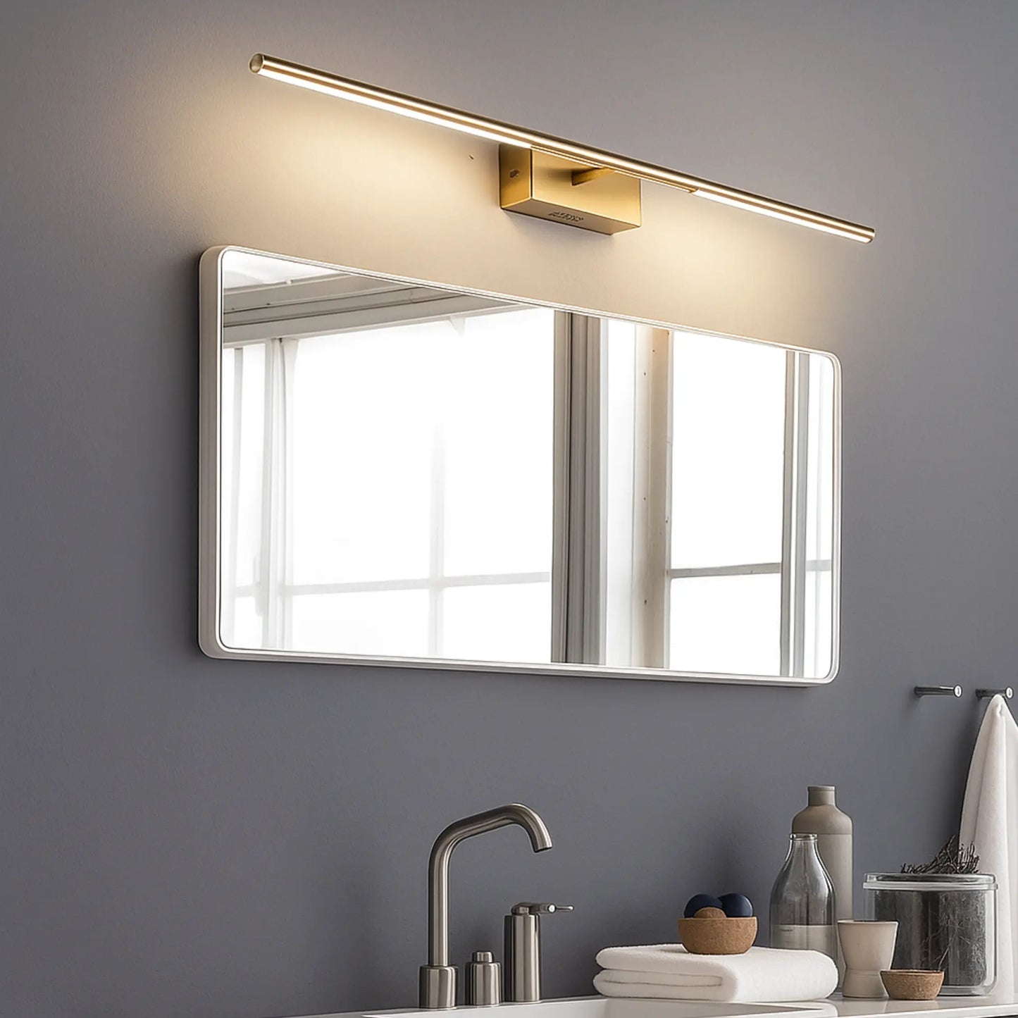 Applique LED miroir noire ou dorée – Éclairage chaud salle de bain 60/80/100 cm