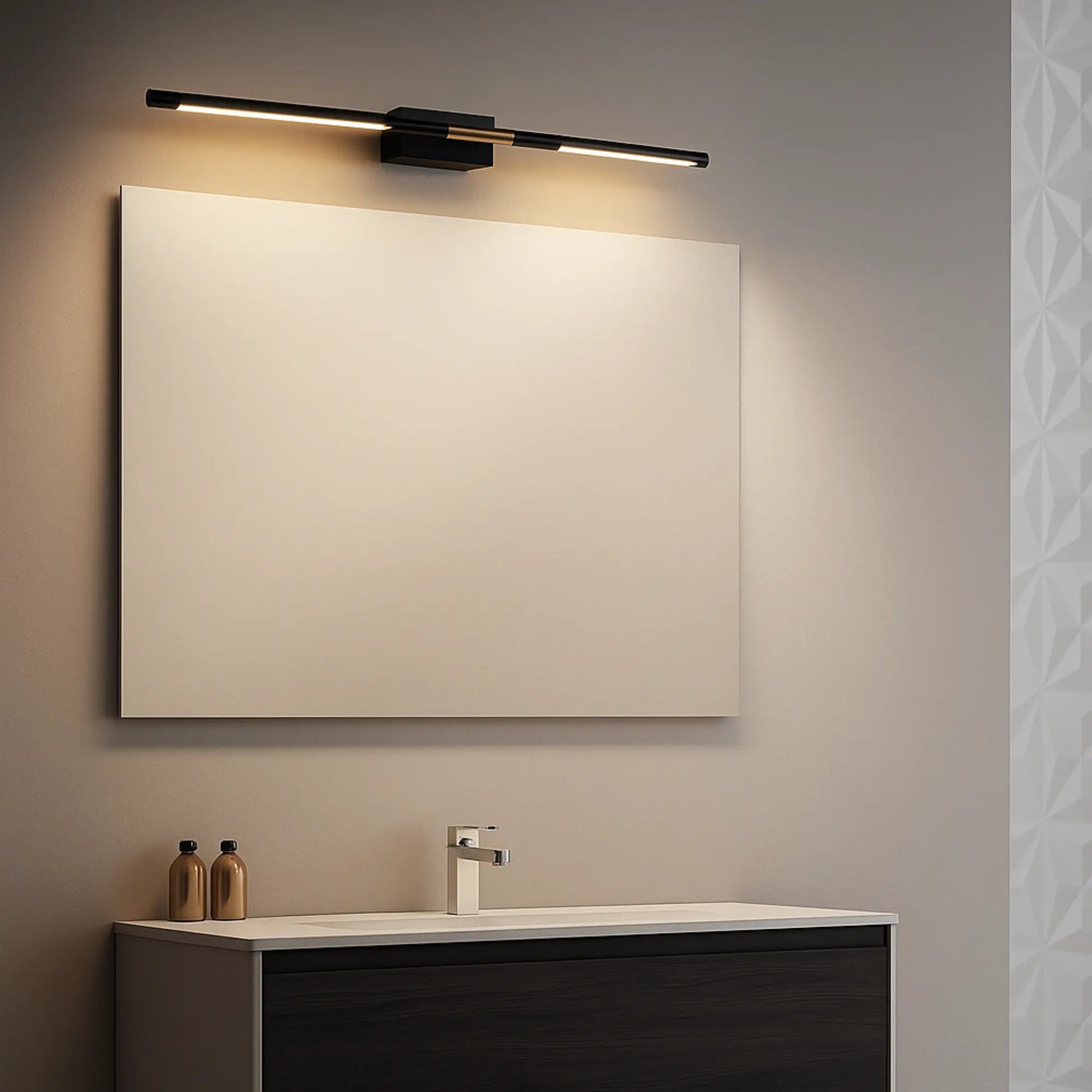 Applique LED miroir noire ou dorée – Éclairage chaud salle de bain 60/80/100 cm