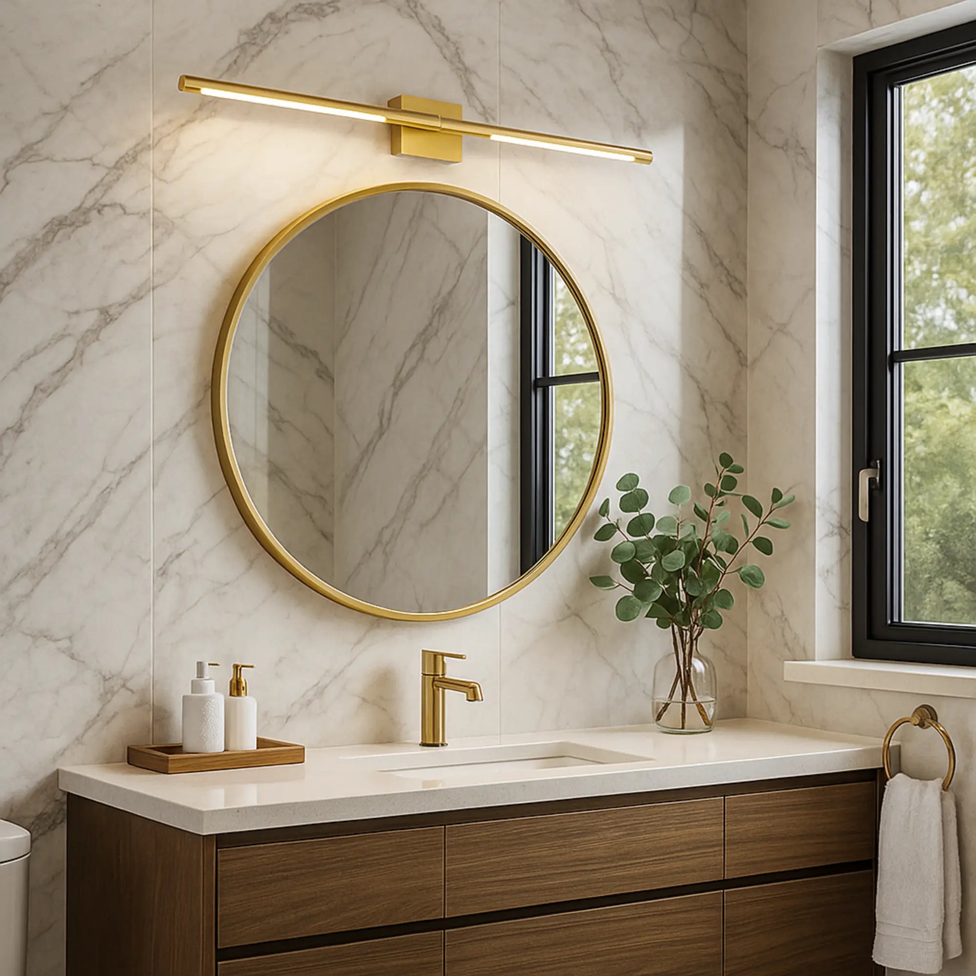 Applique LED miroir noire ou dorée – Éclairage chaud salle de bain 60/80/100 cm