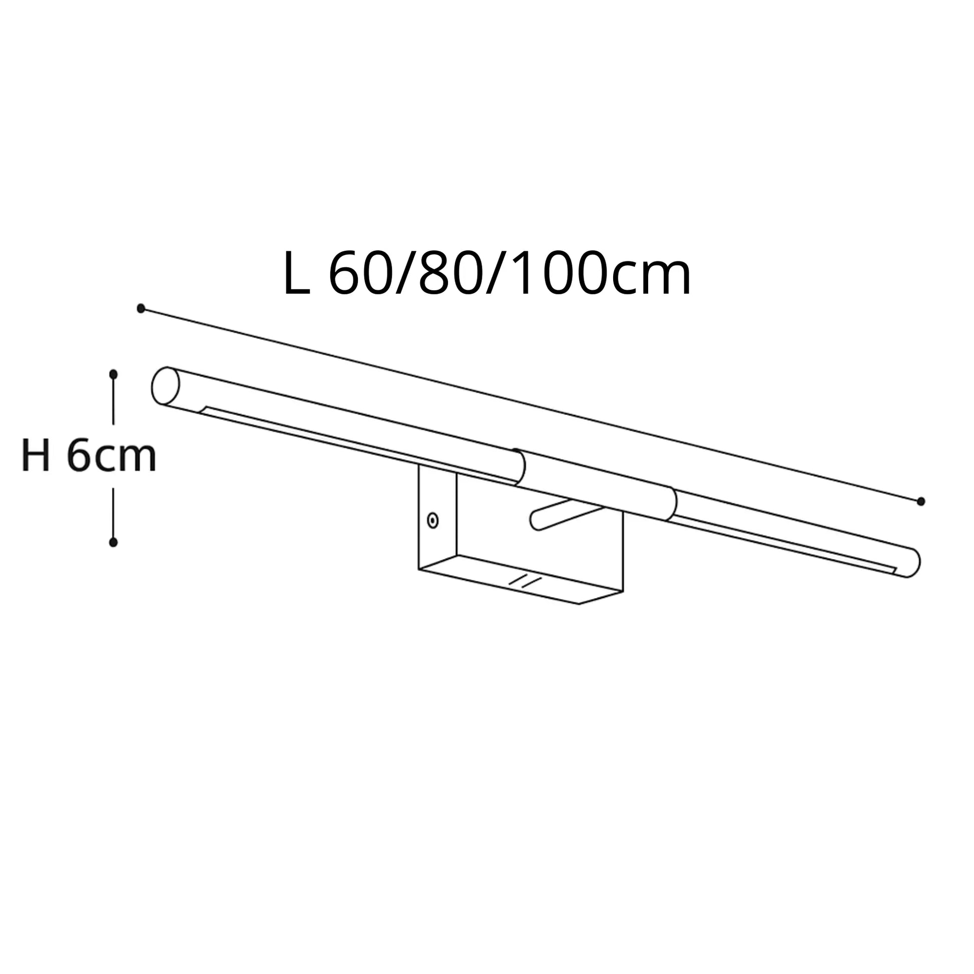 Applique LED miroir noire ou dorée – Éclairage chaud salle de bain 60/80/100 cm