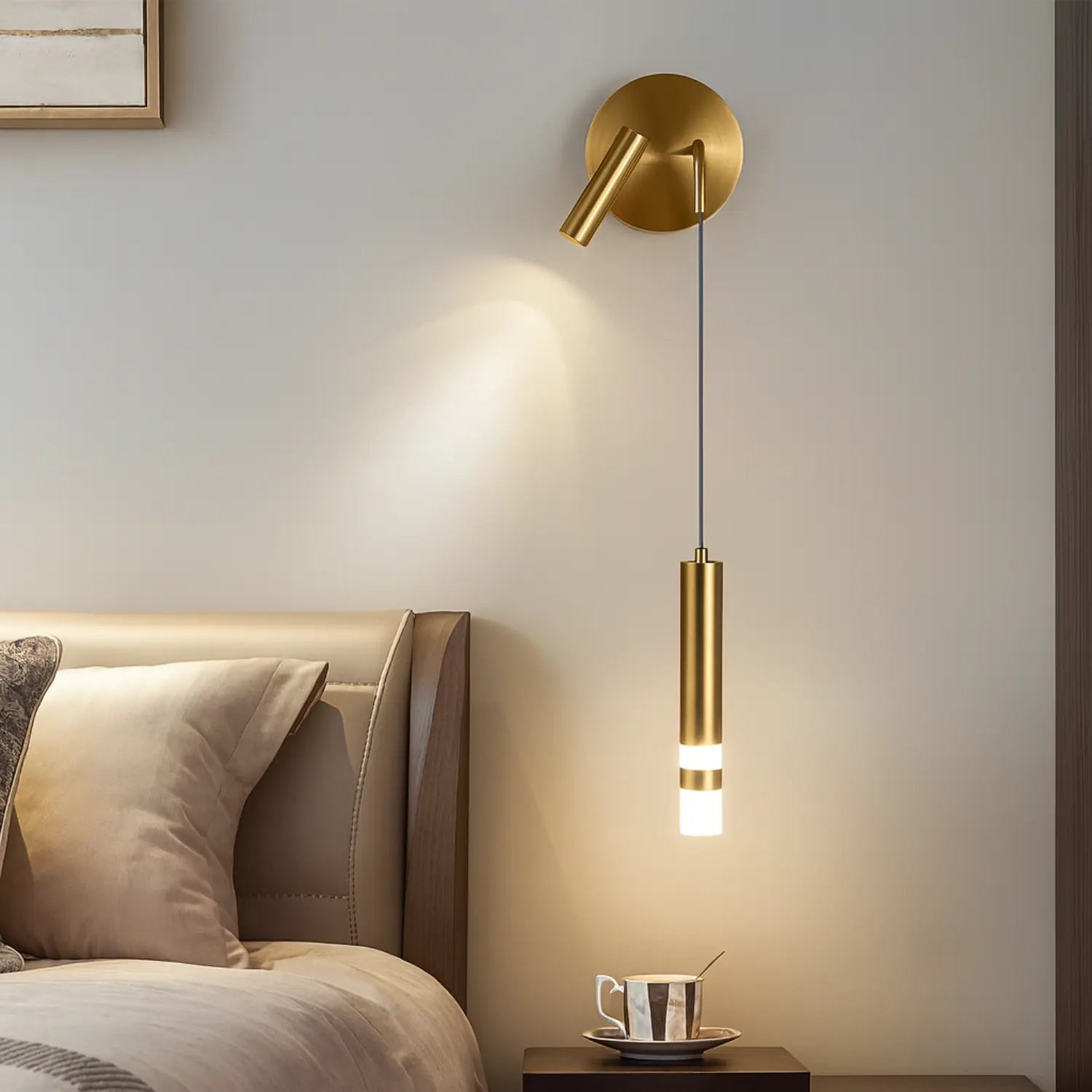 Applique Murale Design LED avec Liseuse – Lampe de Chevet Murale Moderne Noire & Dorée