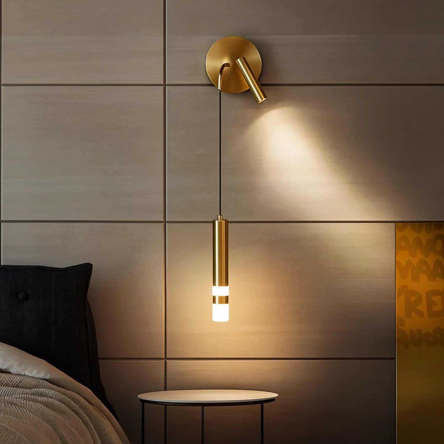 Applique Murale Design LED avec Liseuse – Lampe de Chevet Murale Moderne Noire & Dorée