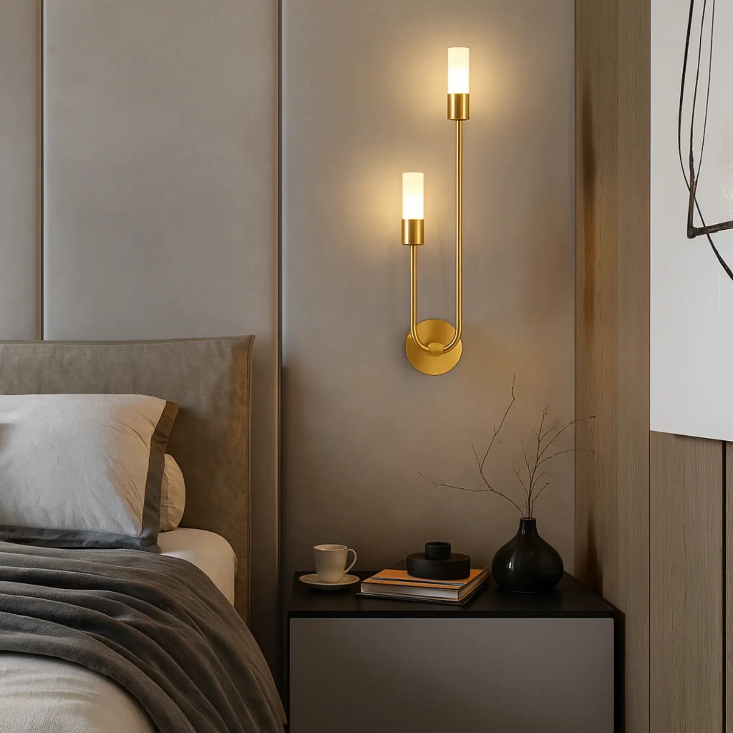 Applique Murale Noire ou Dorée – Design Élégant Scandinave pour Intérieur Contemporain