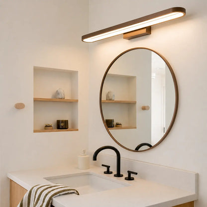 Applique Murale Salle de Bain Marron – Éclairage LED Design Fin Moderne