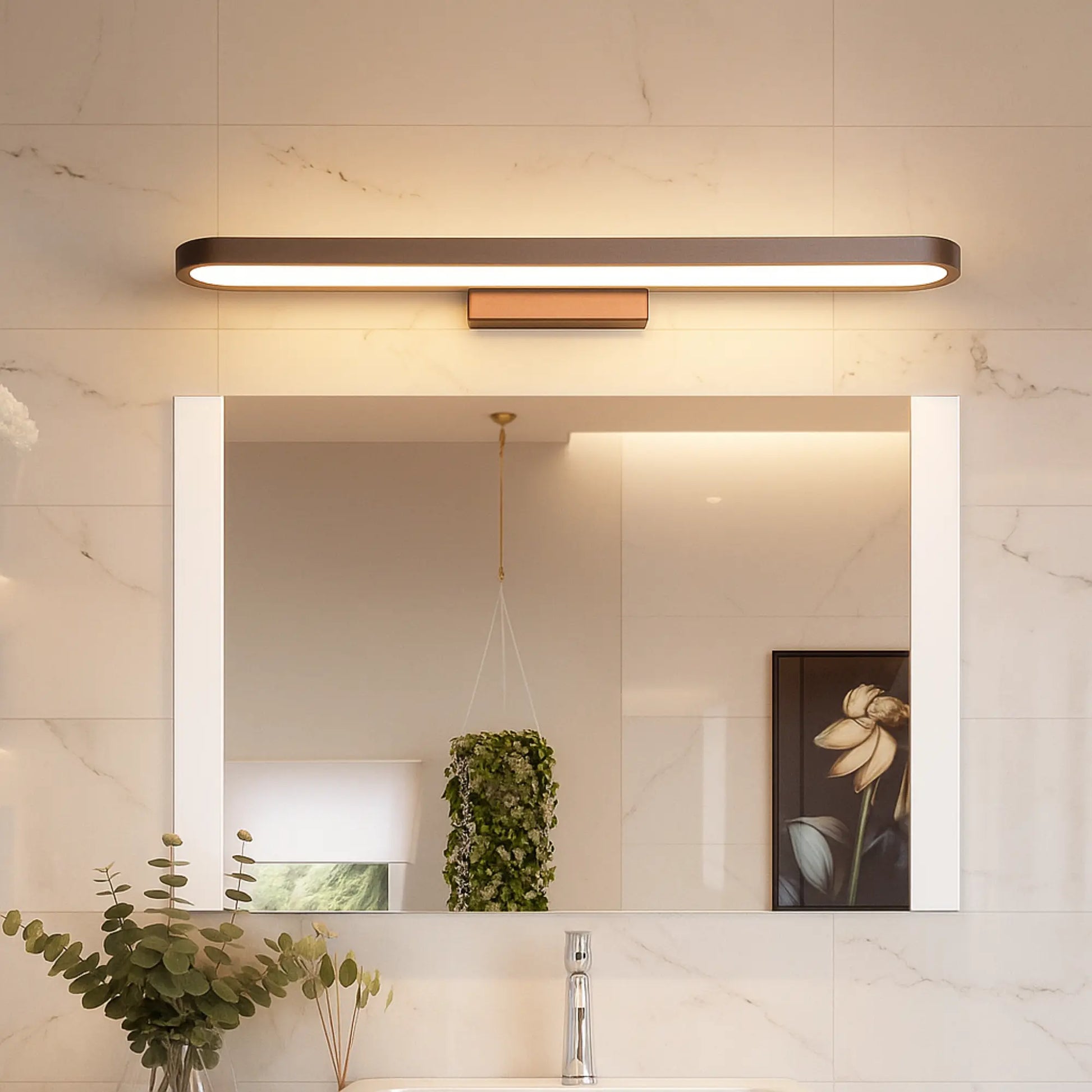 Applique Murale Salle de Bain Marron – Éclairage LED Design Fin Moderne