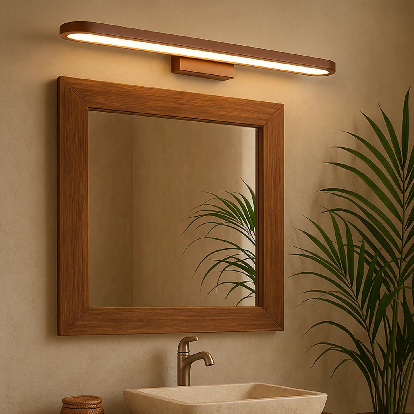 Applique Murale Salle de Bain Marron – Éclairage LED Design Fin Moderne
