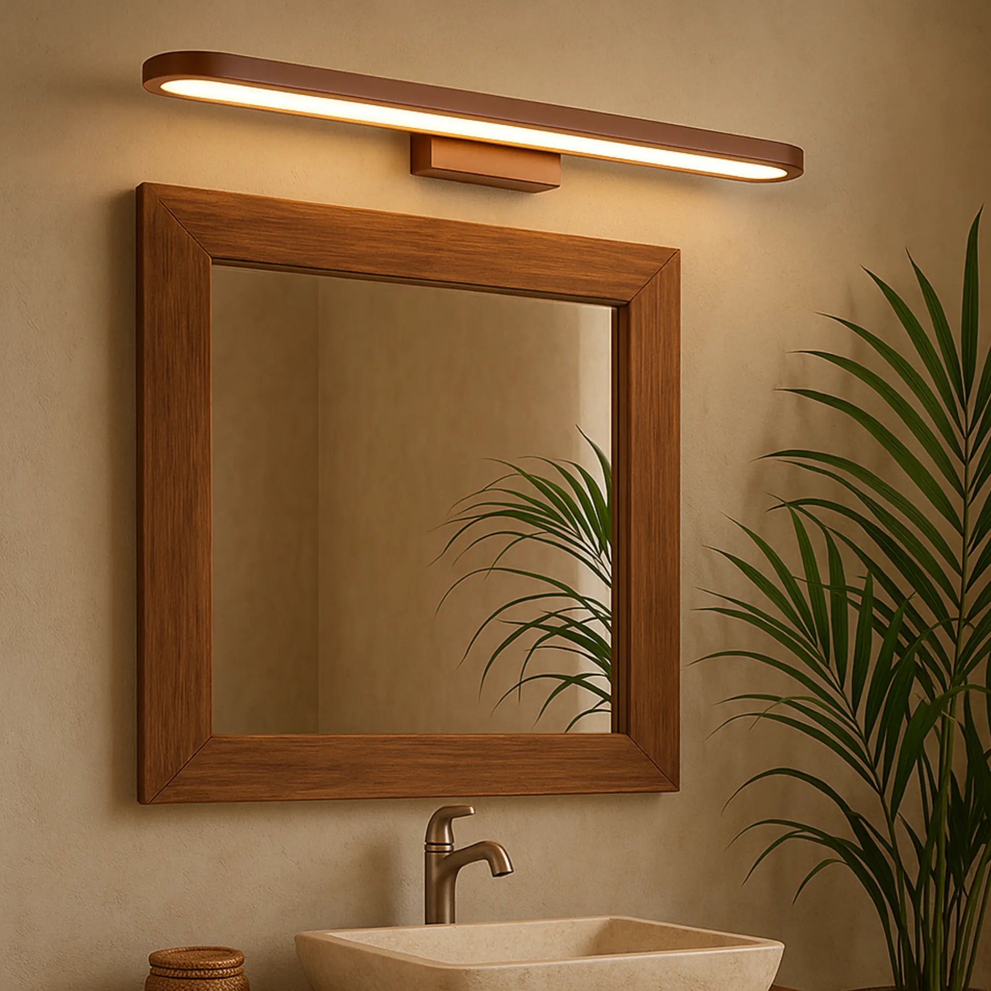 Applique Murale Salle de Bain Marron – Éclairage LED Design Fin Moderne
