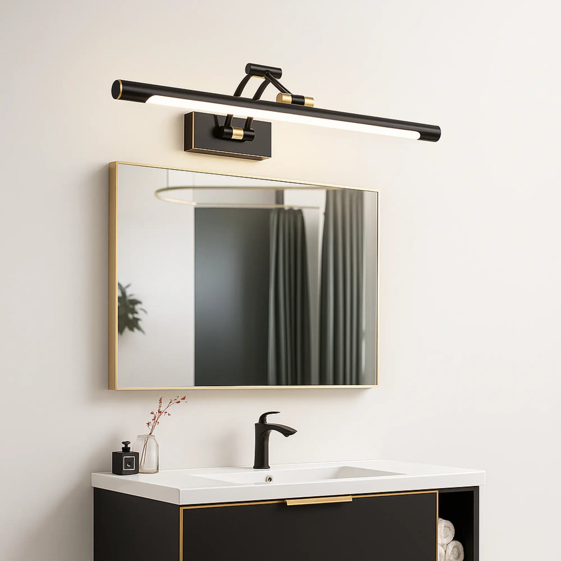 Applique Murale Salle de Bain Noire, Design Élégant, IP44 Étanche