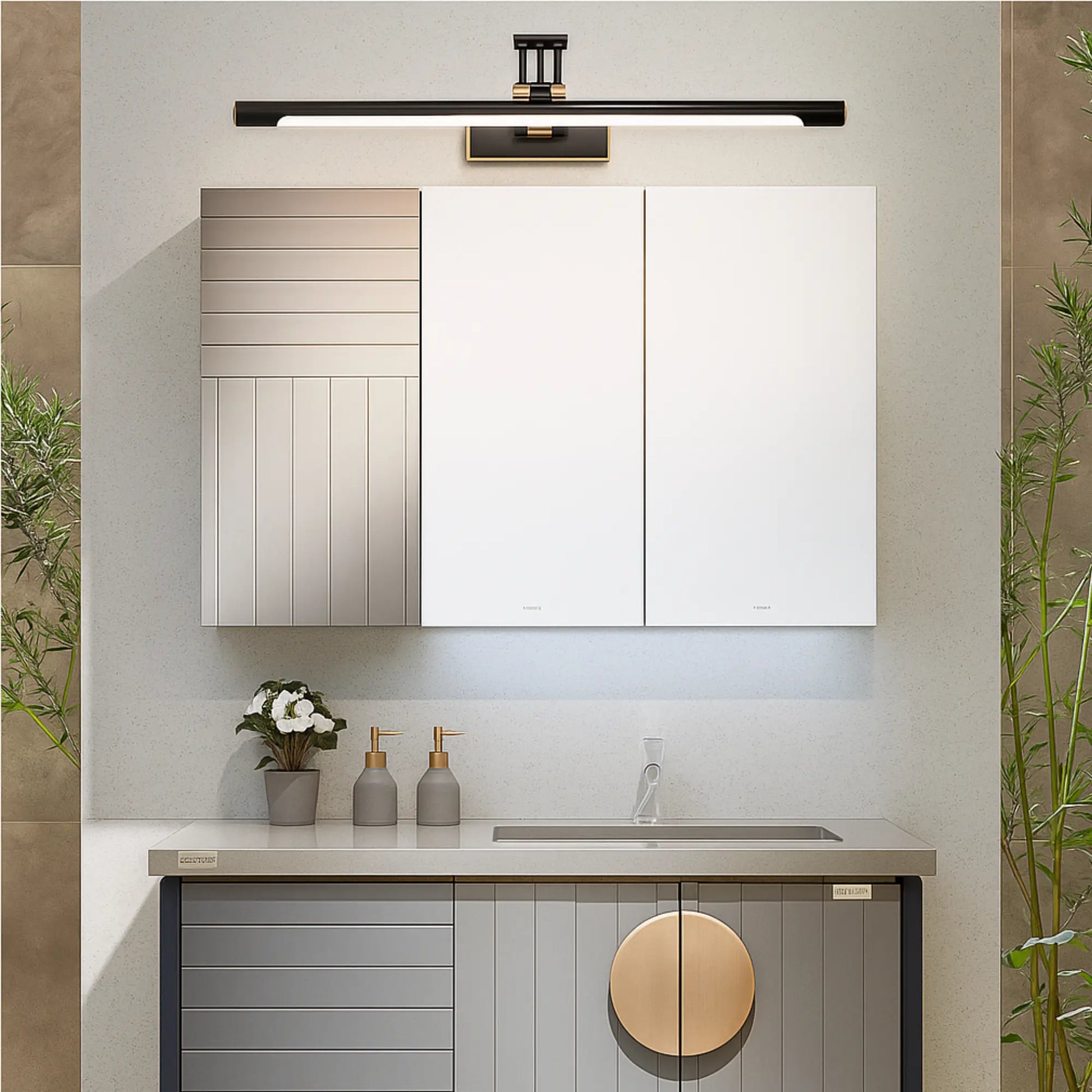 Applique Murale Salle de Bain Noire, Design Élégant, IP44 Étanche