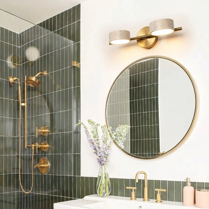 Applique Murale Salle de Bain Travertin & Laiton Doré - LED 9W - Style Wabi-Sabi