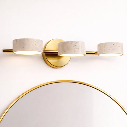 Applique Murale Salle de Bain Travertin & Laiton Doré - LED 9W - Style Wabi-Sabi