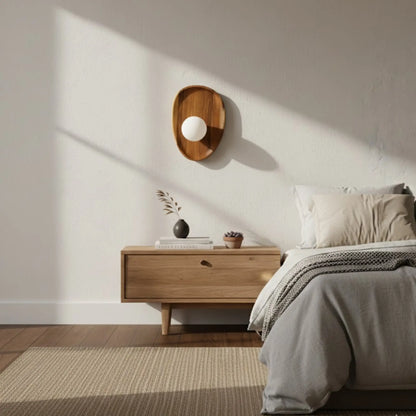 Applique murale LED bois naturel – lumière chaude, design moderne