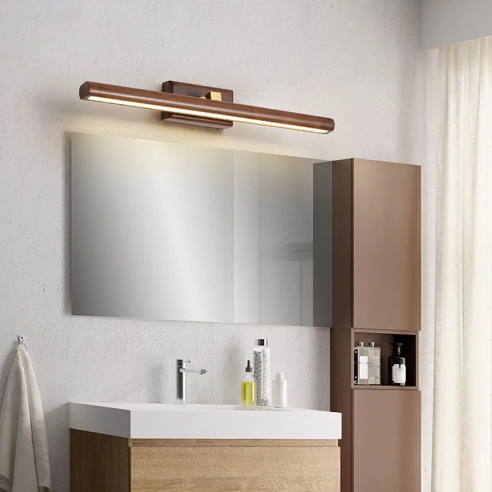 Applique murale LED bois rotatif – éclairage chaud pour salle de bain ou chambre