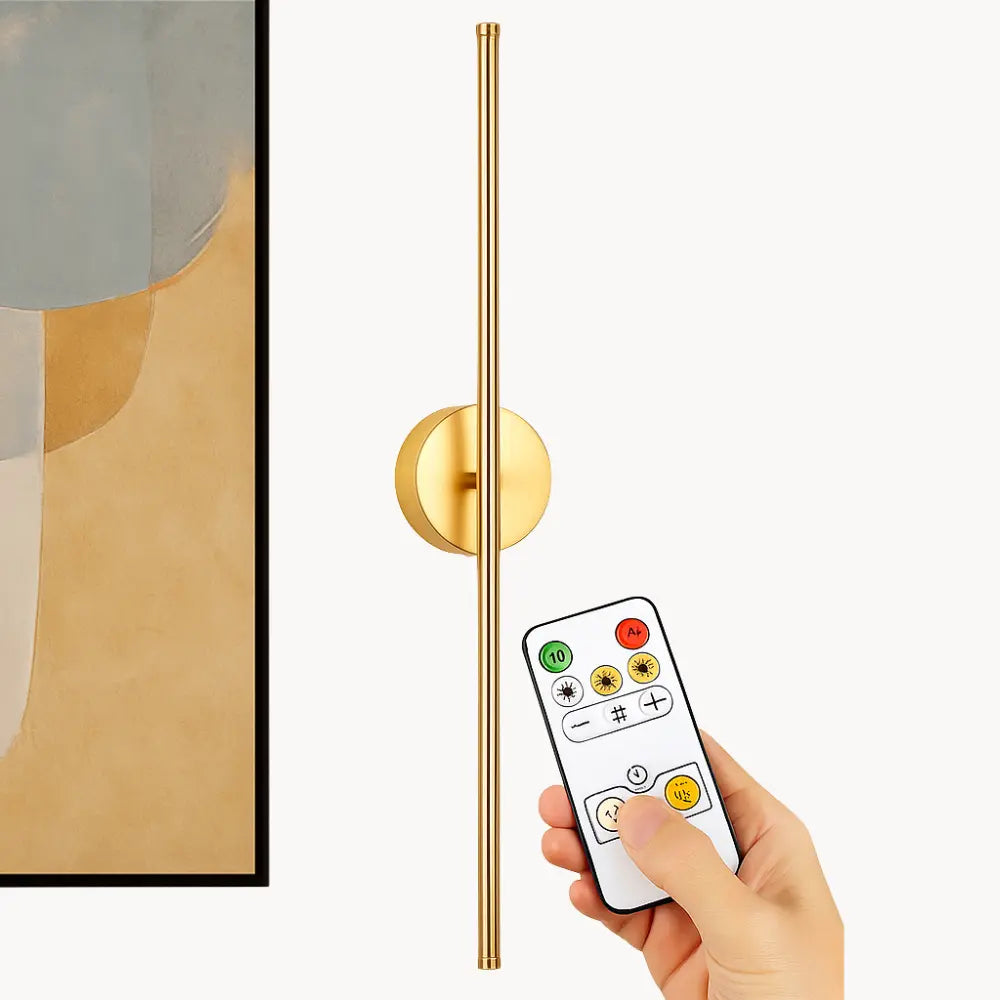 Applique murale LED dorée ou noire – 50 cm avec télécommande et intensité variable