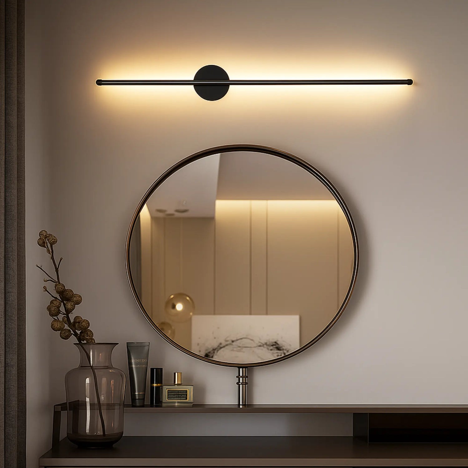 Applique murale LED dorée ou noire – 50 cm avec télécommande et intensité variable