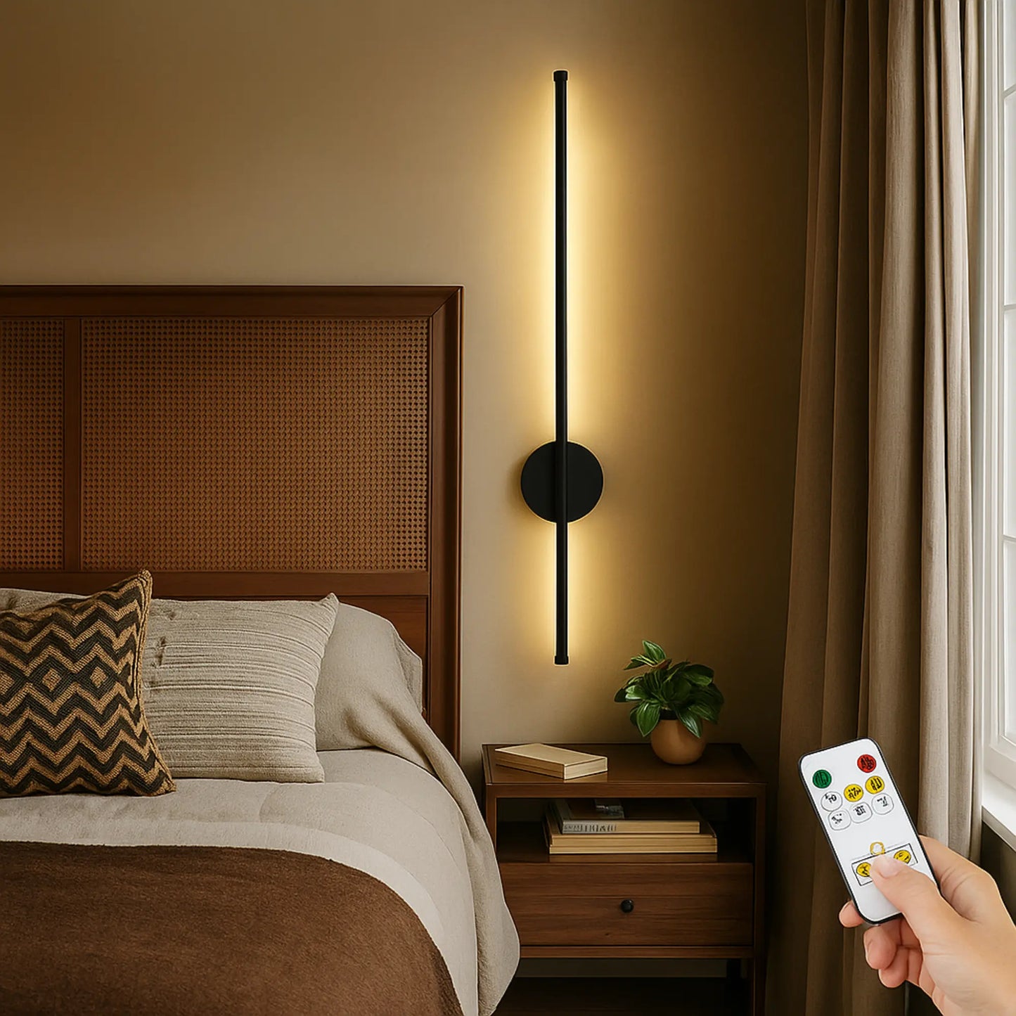 Applique murale LED dorée ou noire – 50 cm avec télécommande et intensité variable