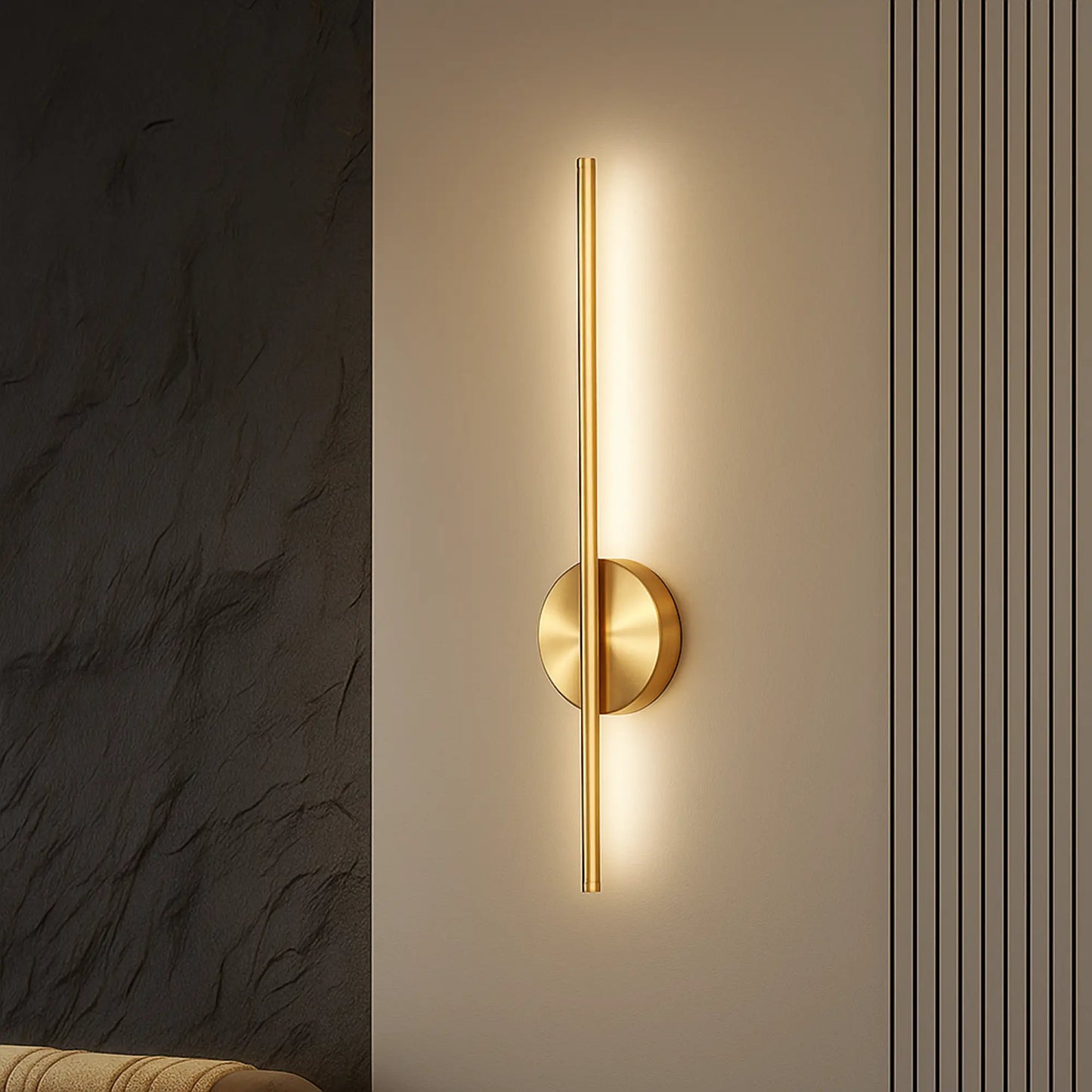 Applique murale LED dorée ou noire – 50 cm avec télécommande et intensité variable