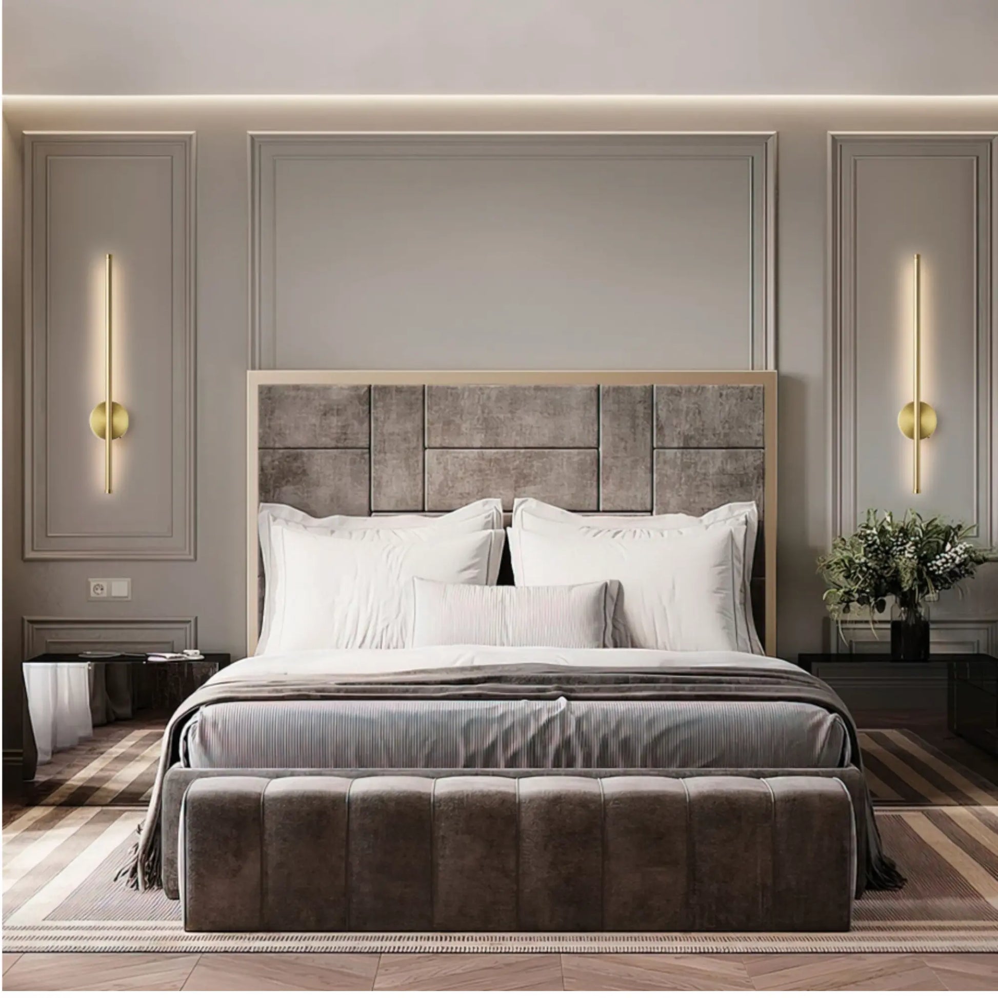 Applique murale LED dorée ou noire – 50 cm avec télécommande et intensité variable