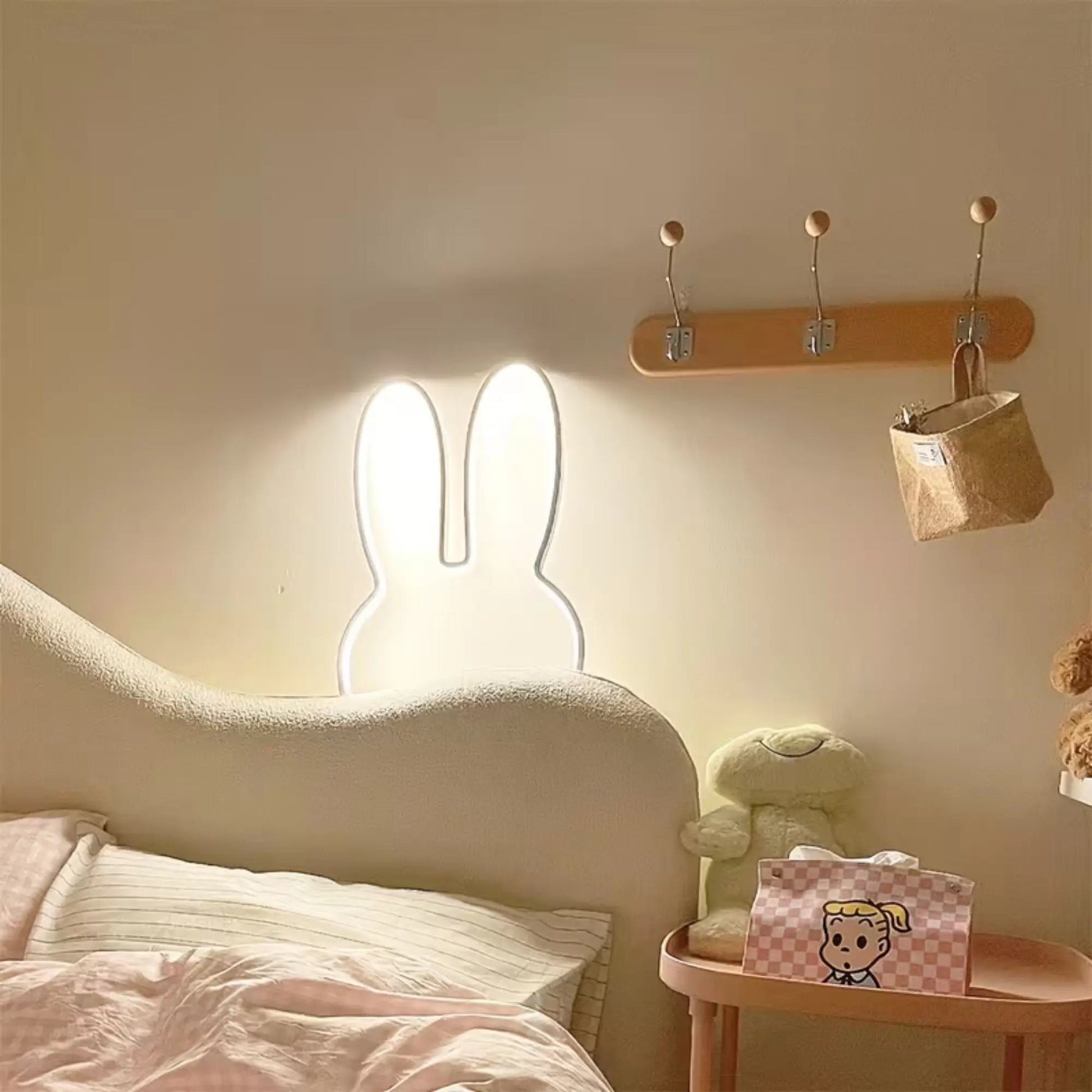 Applique murale LED lapin avec câble – veilleuse décorative chambre enfant