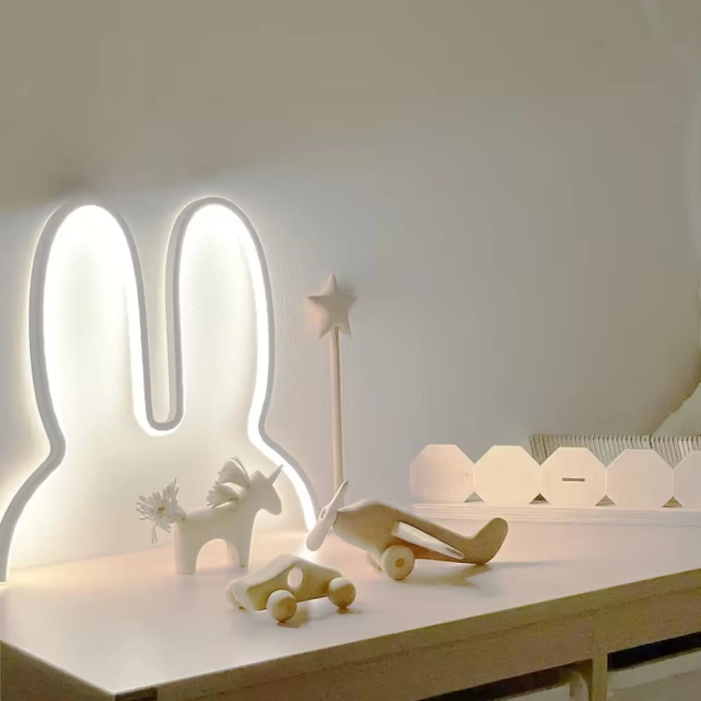 Applique murale LED lapin avec câble – veilleuse décorative chambre enfant