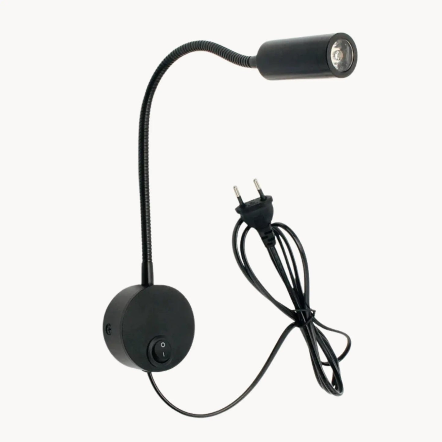 Applique murale LED orientable col de cygne avec prise – lecture ou chevet