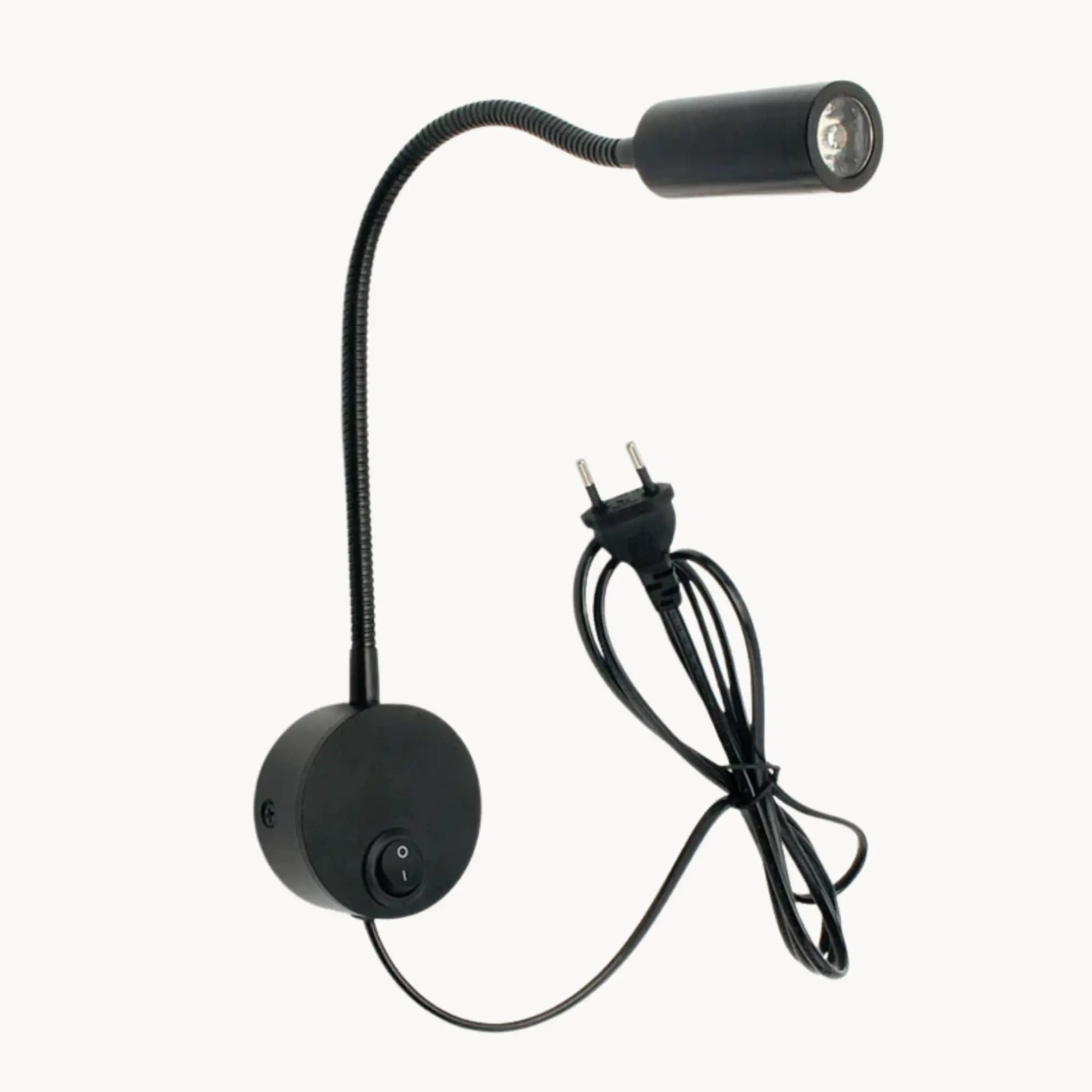 Applique murale LED orientable col de cygne avec prise – lecture ou chevet