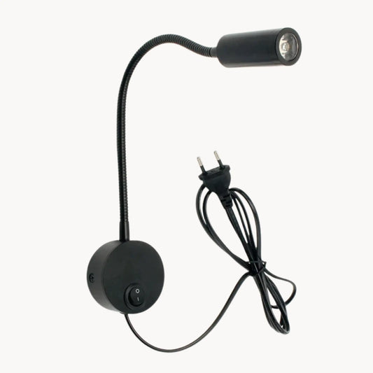 Applique murale LED orientable col de cygne avec prise – lecture ou chevet