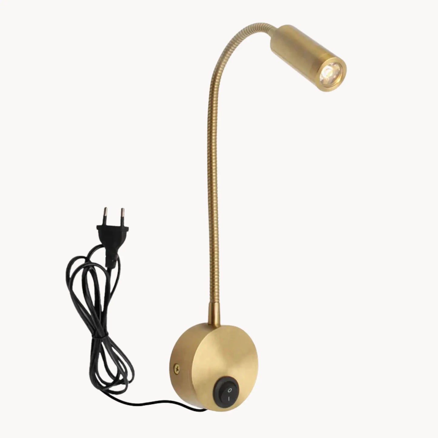 Applique murale LED orientable col de cygne avec prise – lecture ou chevet