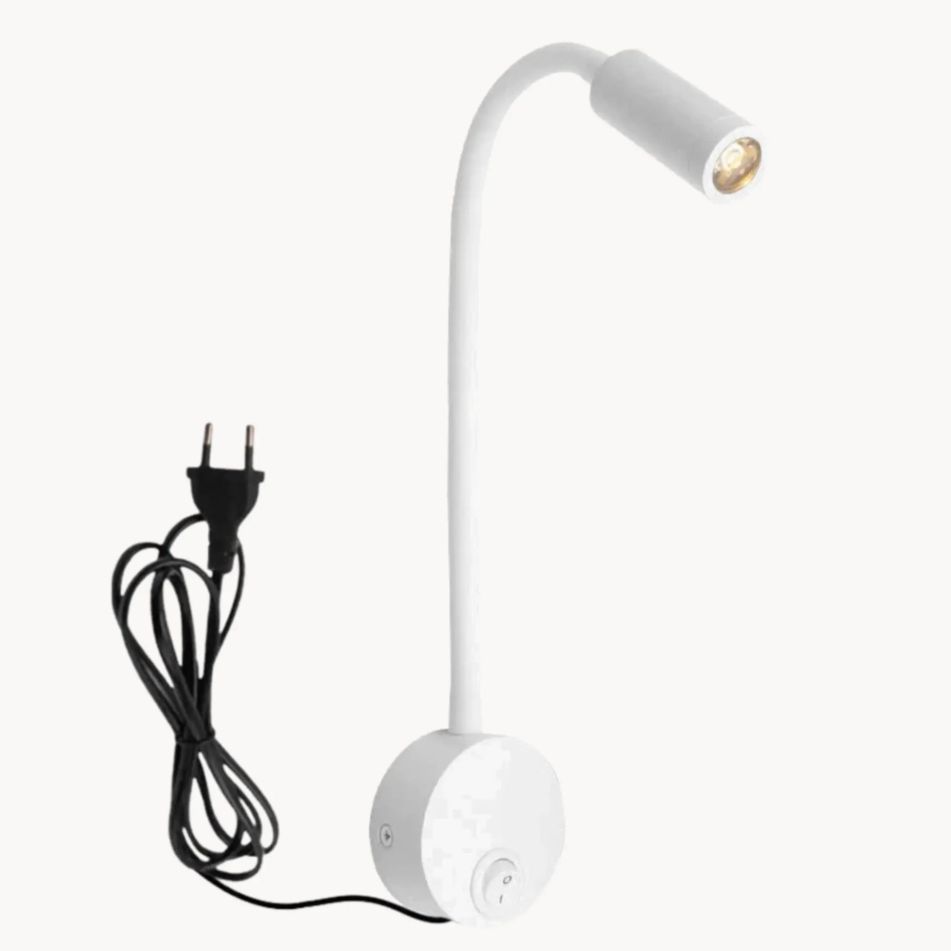 Applique murale LED orientable col de cygne avec prise – lecture ou chevet