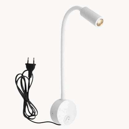 Applique murale LED orientable col de cygne avec prise – lecture ou chevet