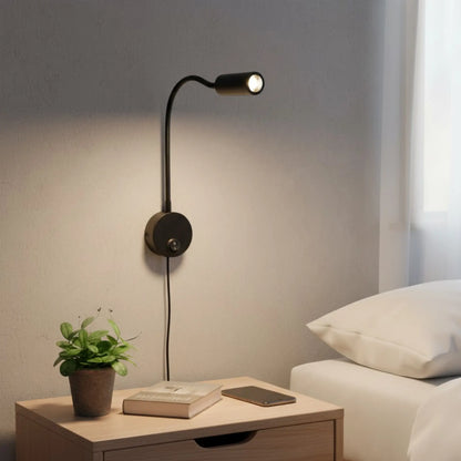 Applique murale LED orientable col de cygne avec prise – lecture ou chevet