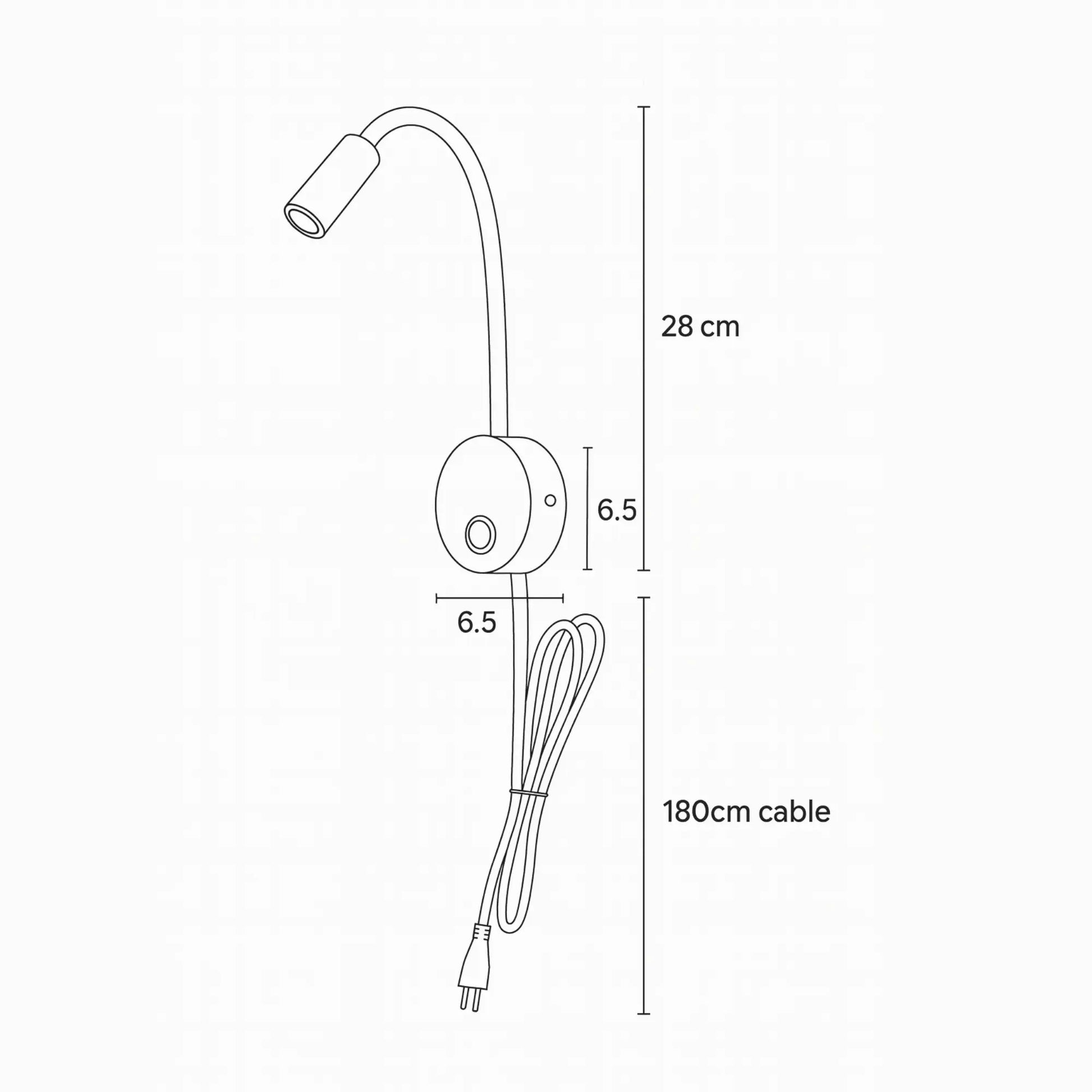 Applique murale LED orientable col de cygne avec prise – lecture ou chevet