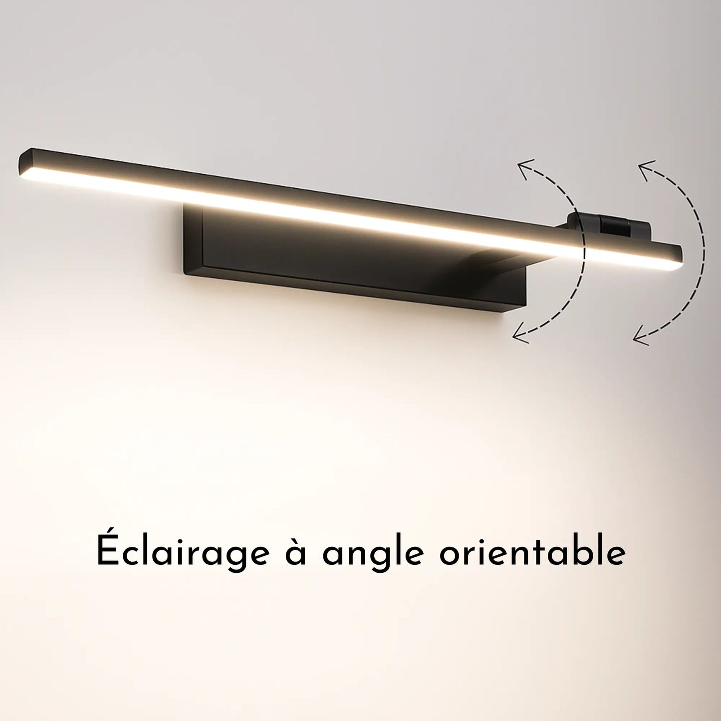 Applique murale Salle de bain LED rotative – design linéaire noir ou blanc