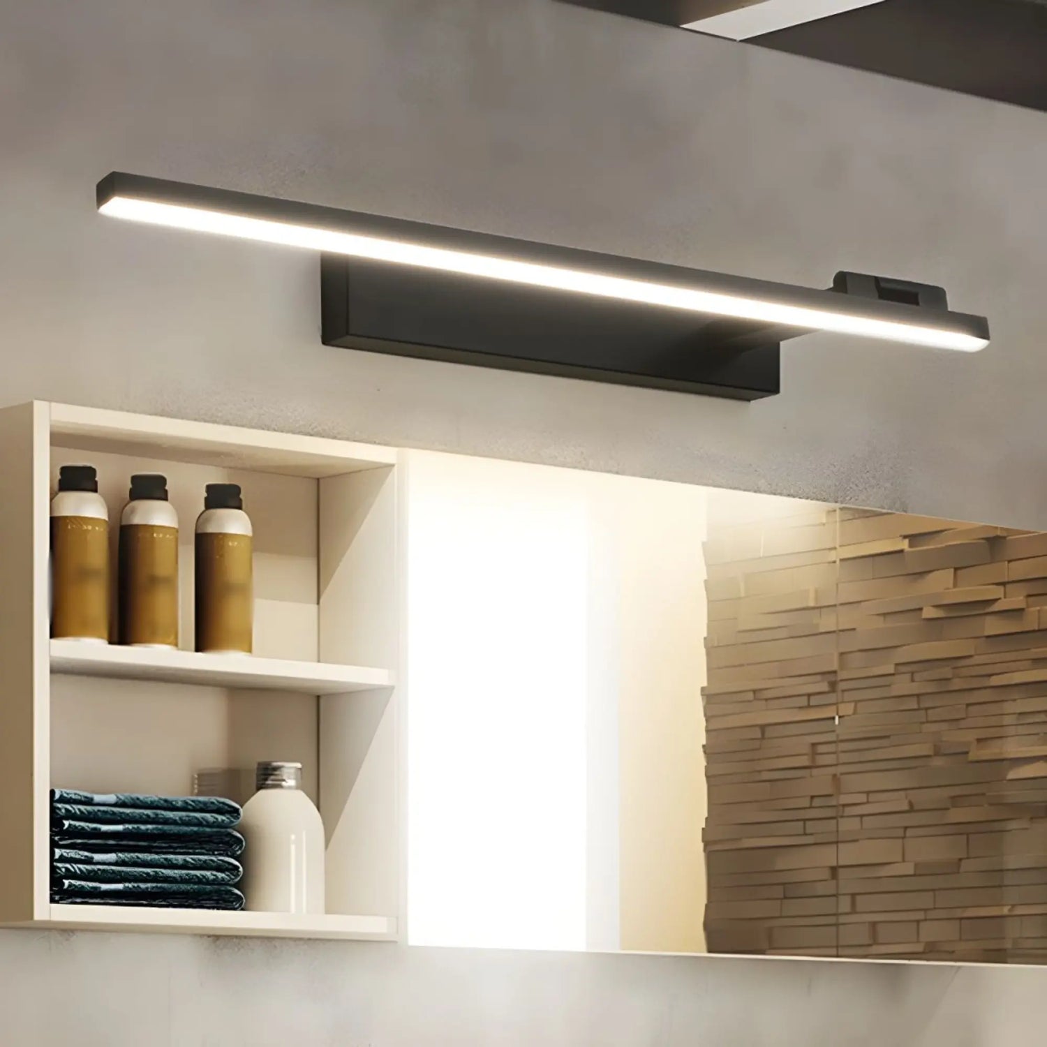 Applique murale Salle de bain LED rotative – design linéaire noir ou blanc