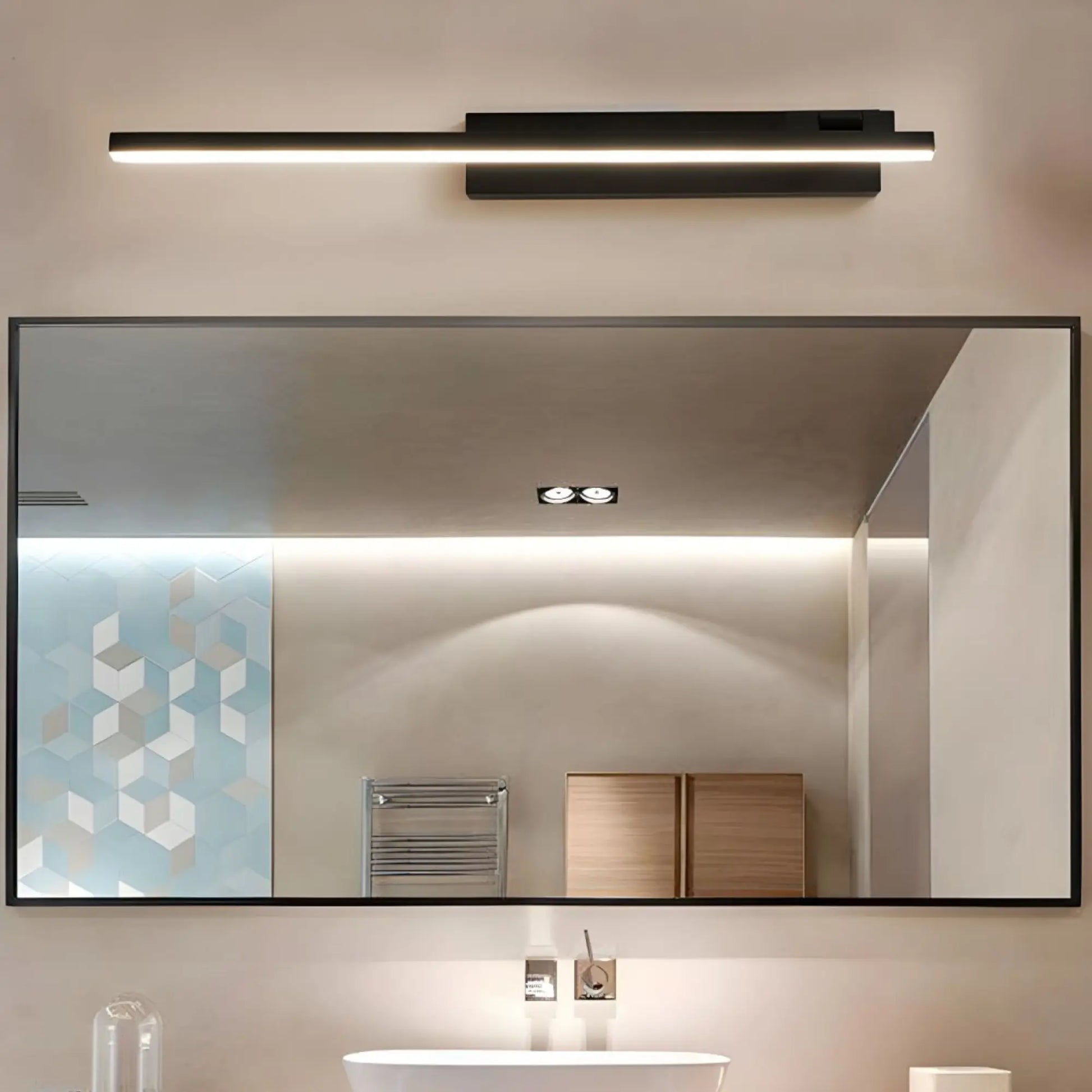Applique murale Salle de bain LED rotative – design linéaire noir ou blanc